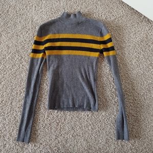 Forever 21 Gray, Mustard, Navy Striped Turtleneck